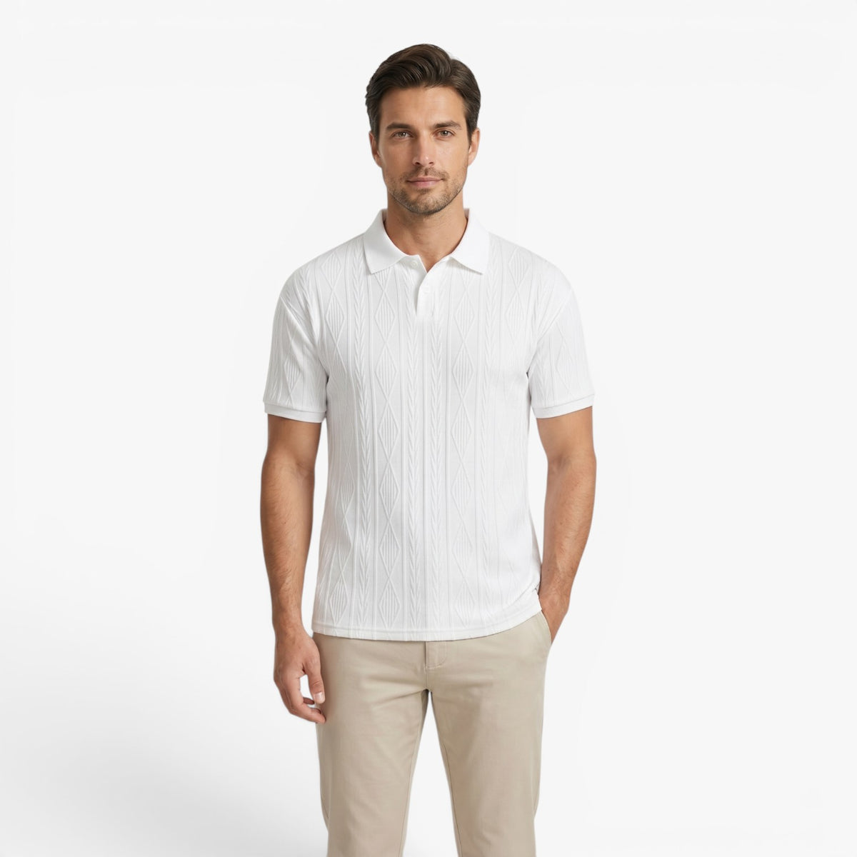 Old Fortune | Heren polo met jacquardstructuur  