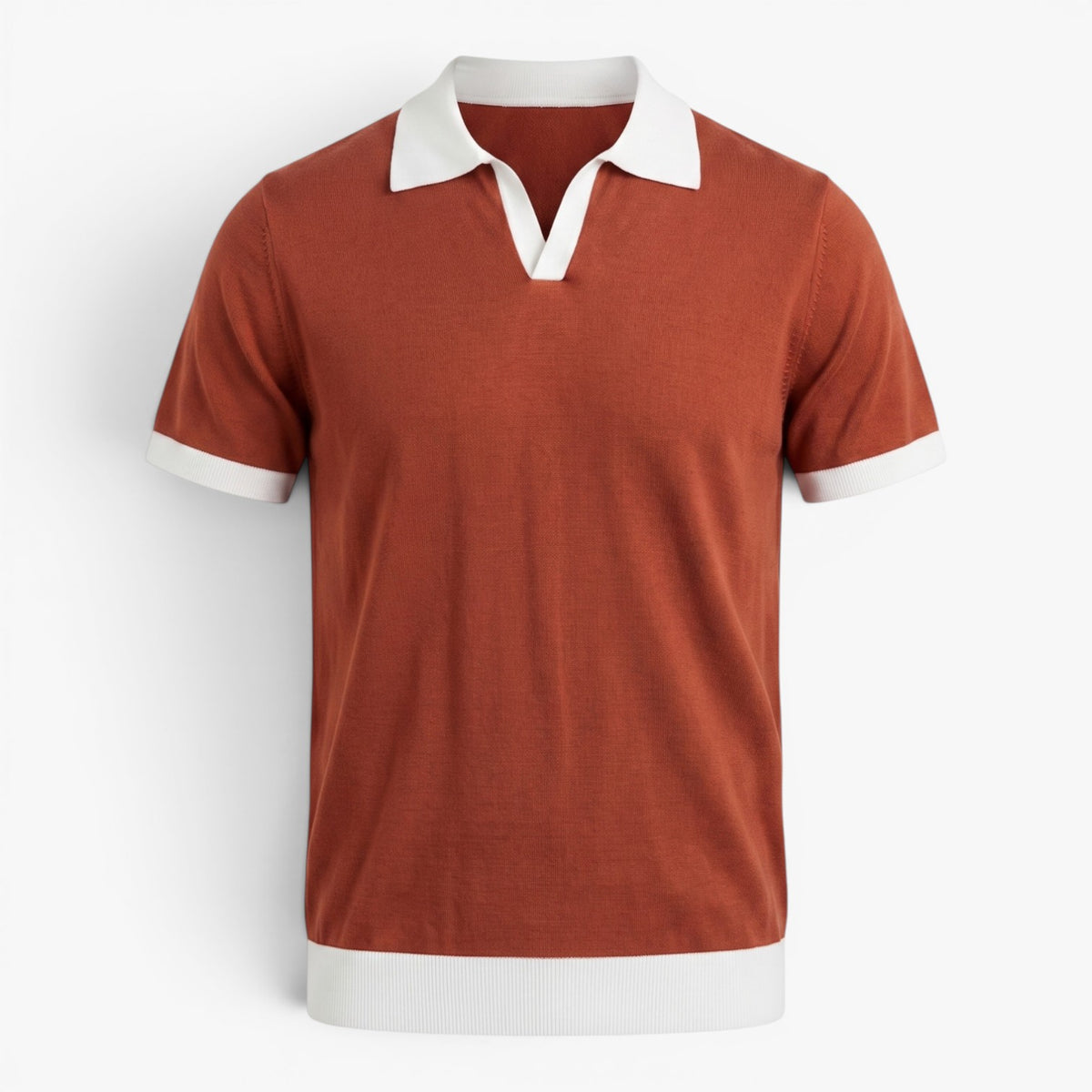 Old Fortune | Heren Polo Shirt van Gebreide Stof met Contrasterende Kraag