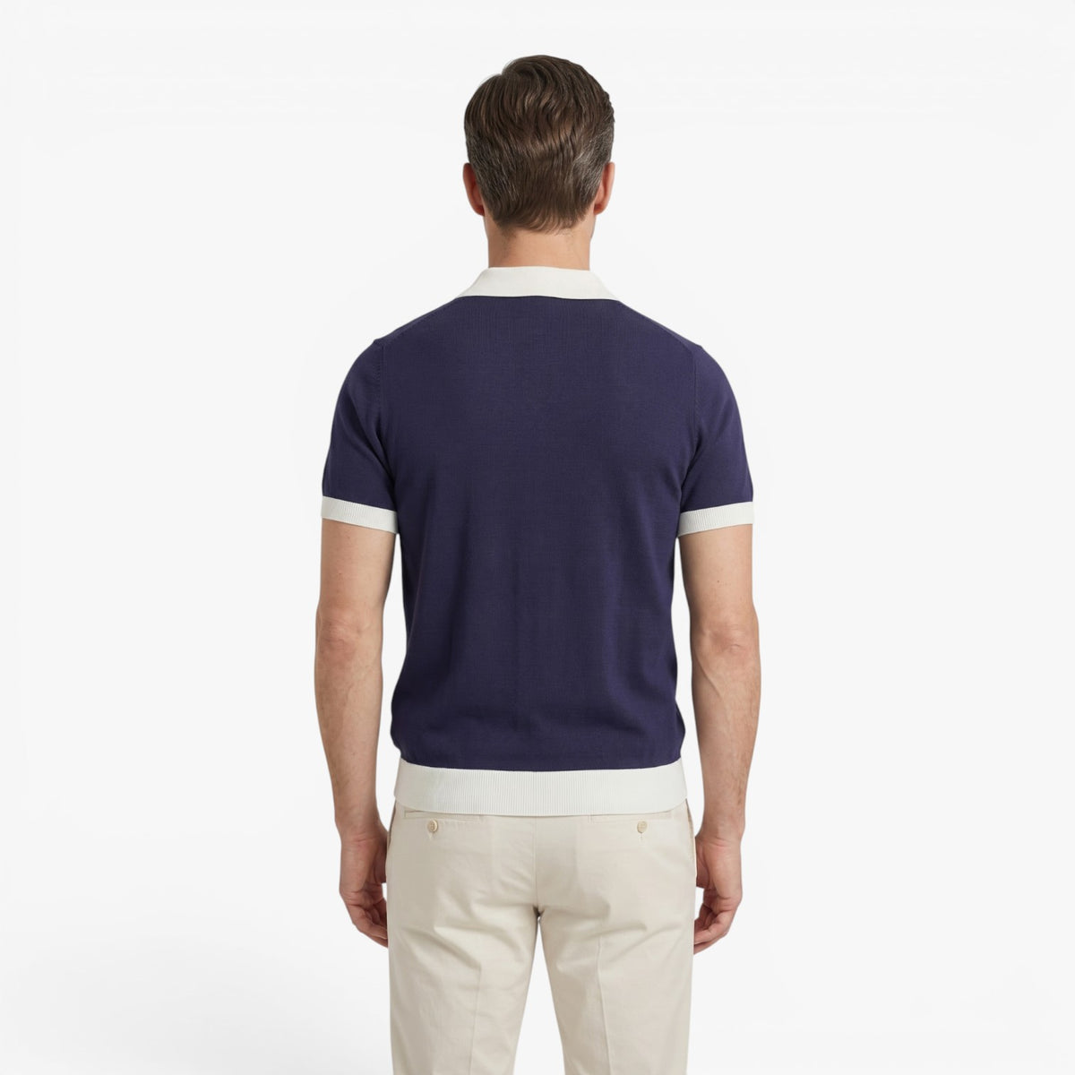 Old Fortune | Heren Polo Shirt van Gebreide Stof met Contrasterende Kraag