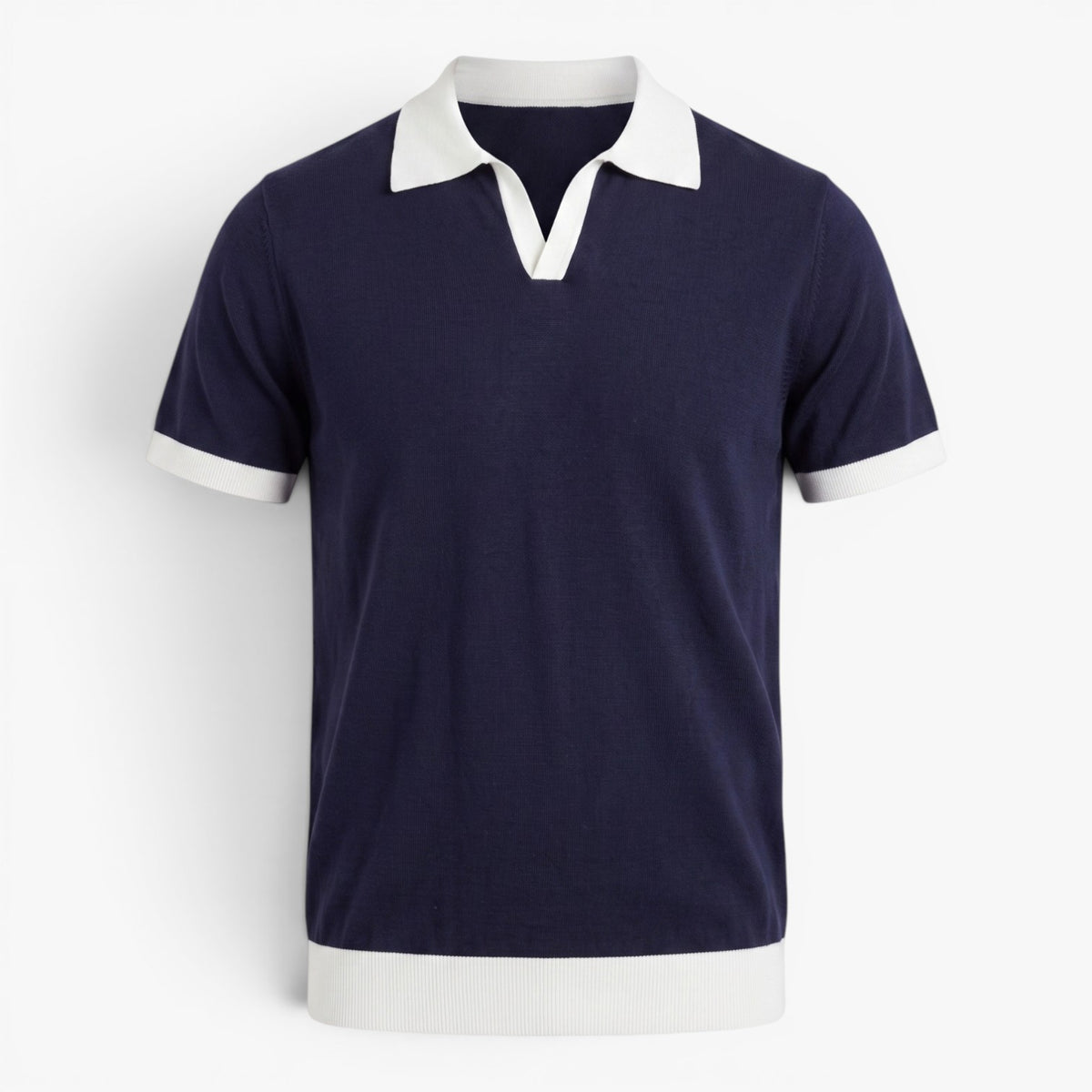 Old Fortune | Heren Polo Shirt van Gebreide Stof met Contrasterende Kraag
