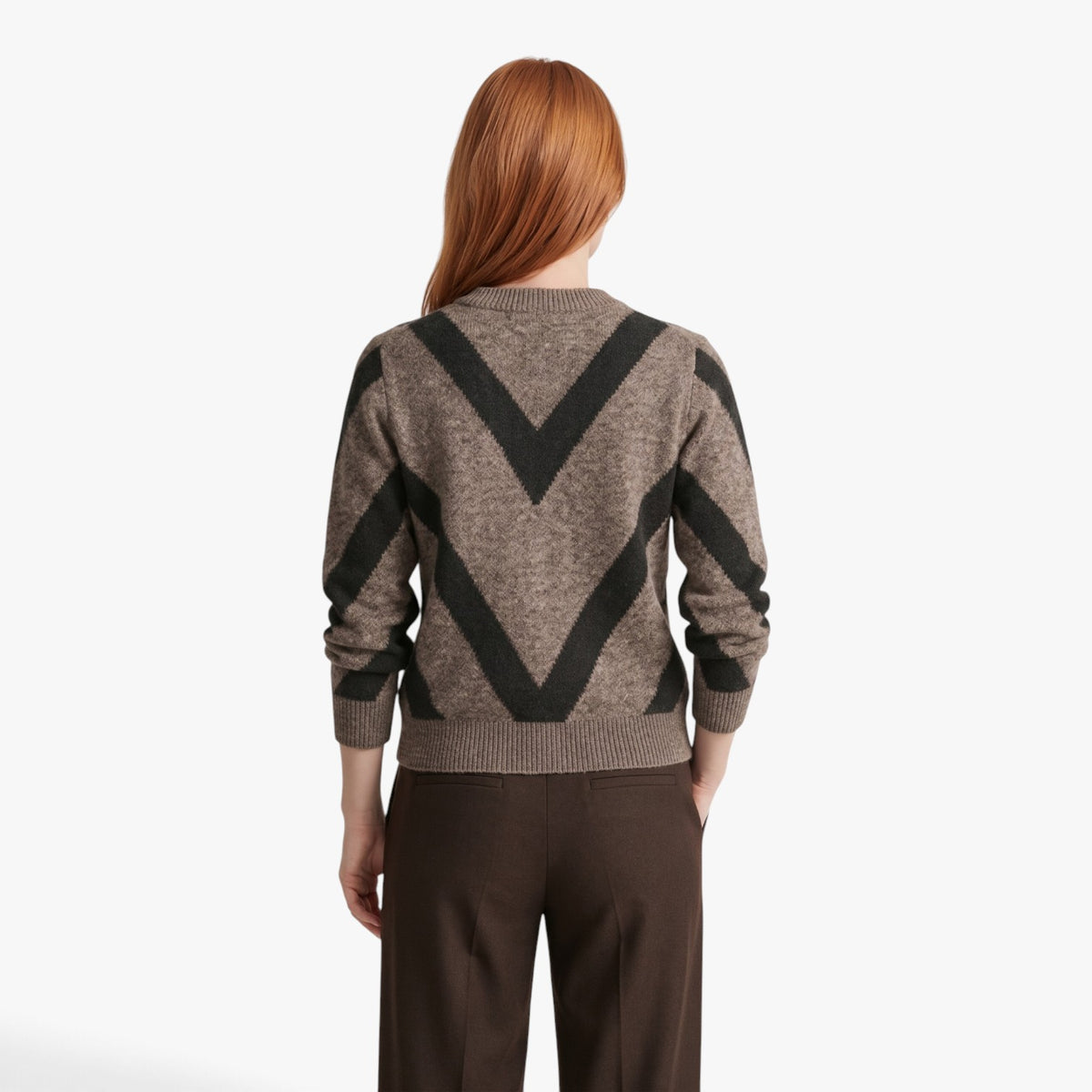 Old Fortune | Damski sweter z dekoltem okrągłym i geometrycznym wzorem