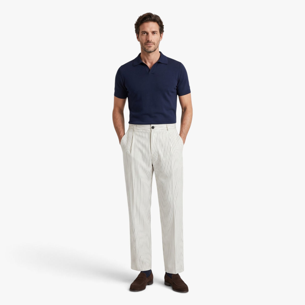 Old Fortune | Herrenhose mit Nadelstreifen und Bundfalten