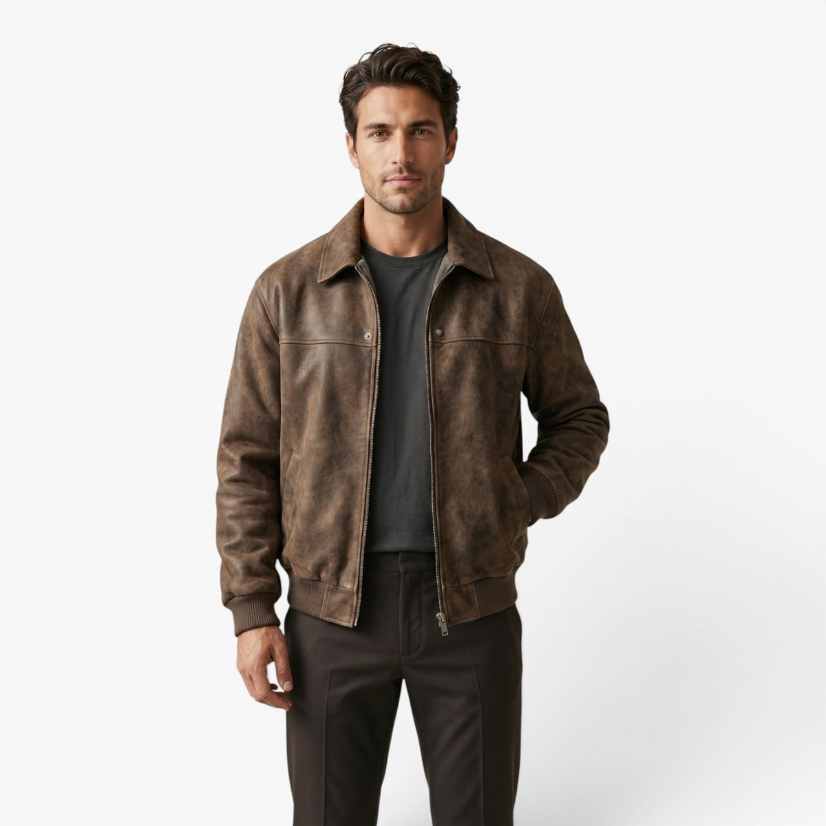 Old Fortune | Herren Bomberjacke aus Vintage-Ökoleder
