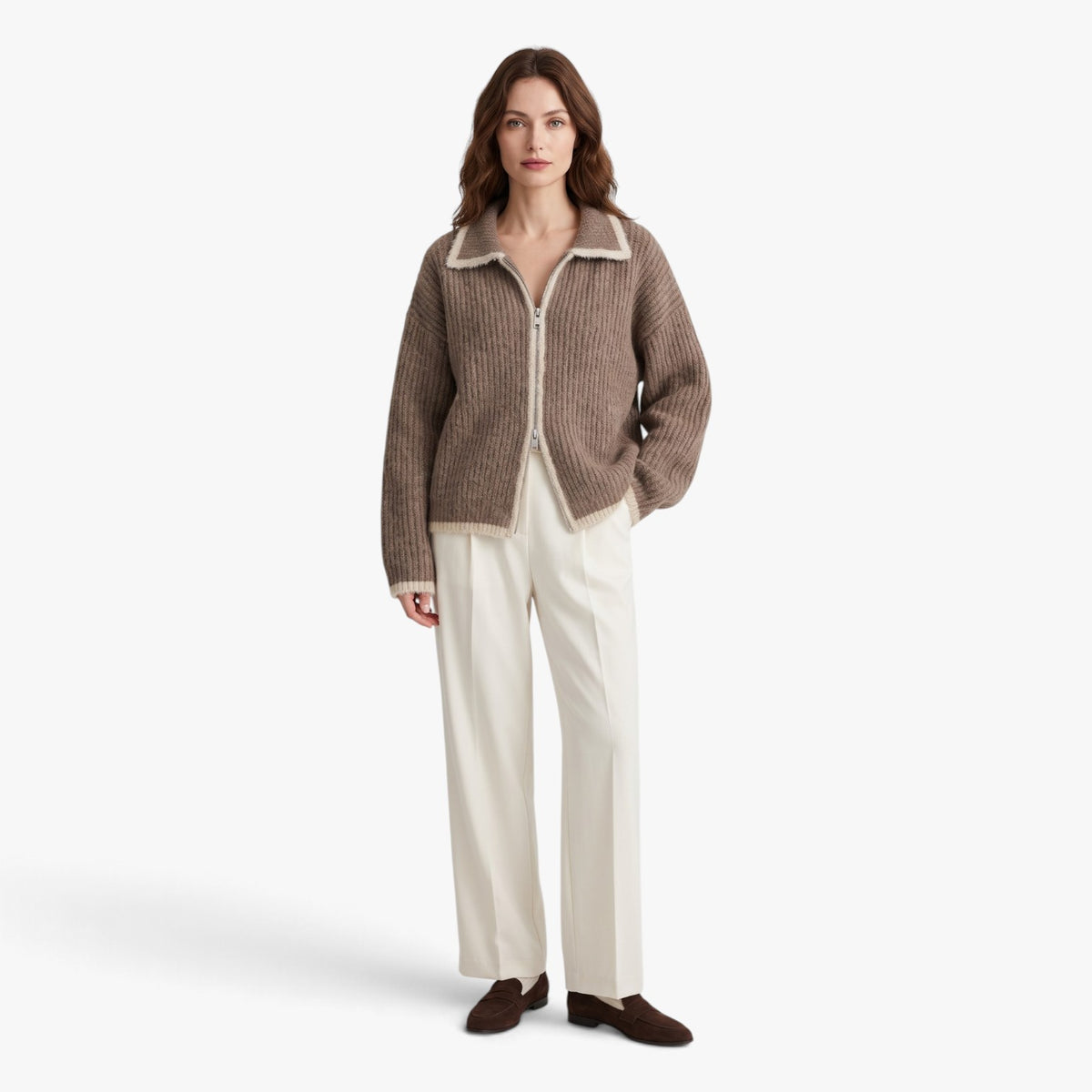 Old Fortune | Damen-Cardigan mit kontrastierender Einfassung