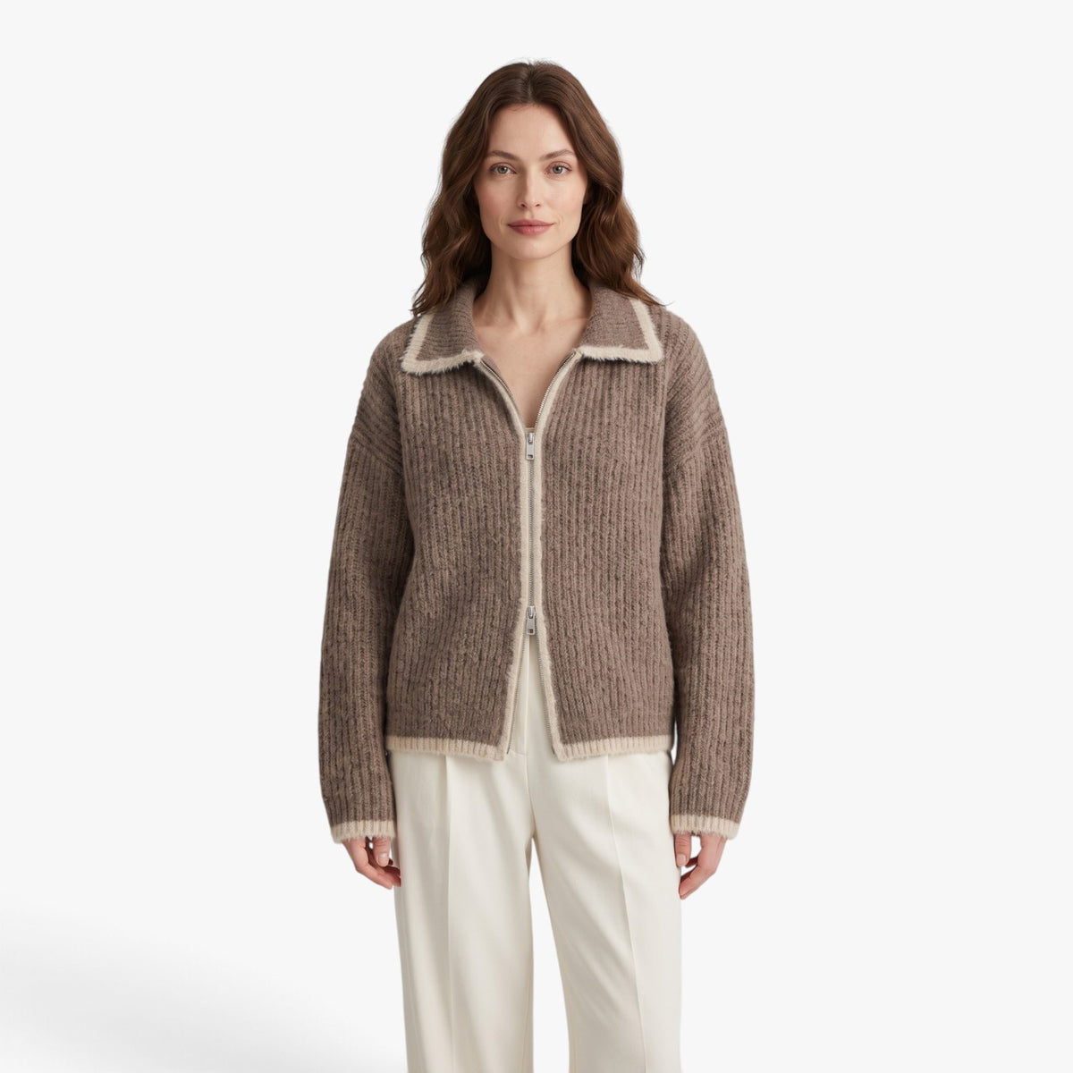 Old Fortune | Damen-Cardigan mit kontrastierender Einfassung