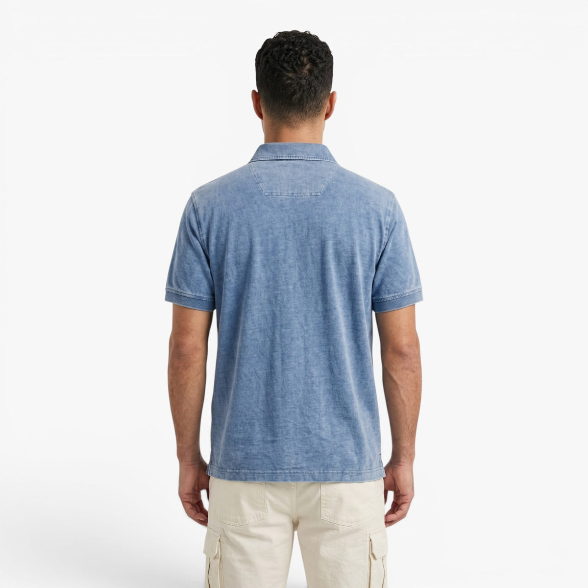 Old Fortune | Heren Polo met Verweerd Jeans Effect en Zakje