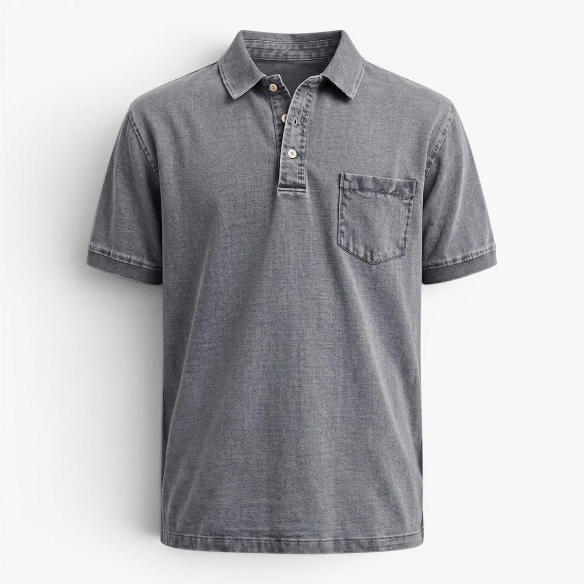 Old Fortune | Heren Polo met Verweerd Jeans Effect en Zakje