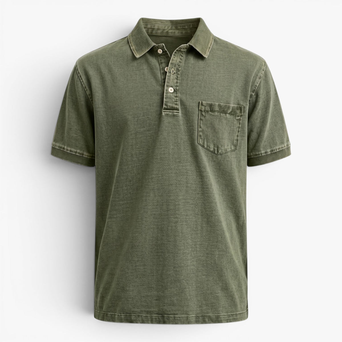 Old Fortune | Heren Polo met Verweerd Jeans Effect en Zakje