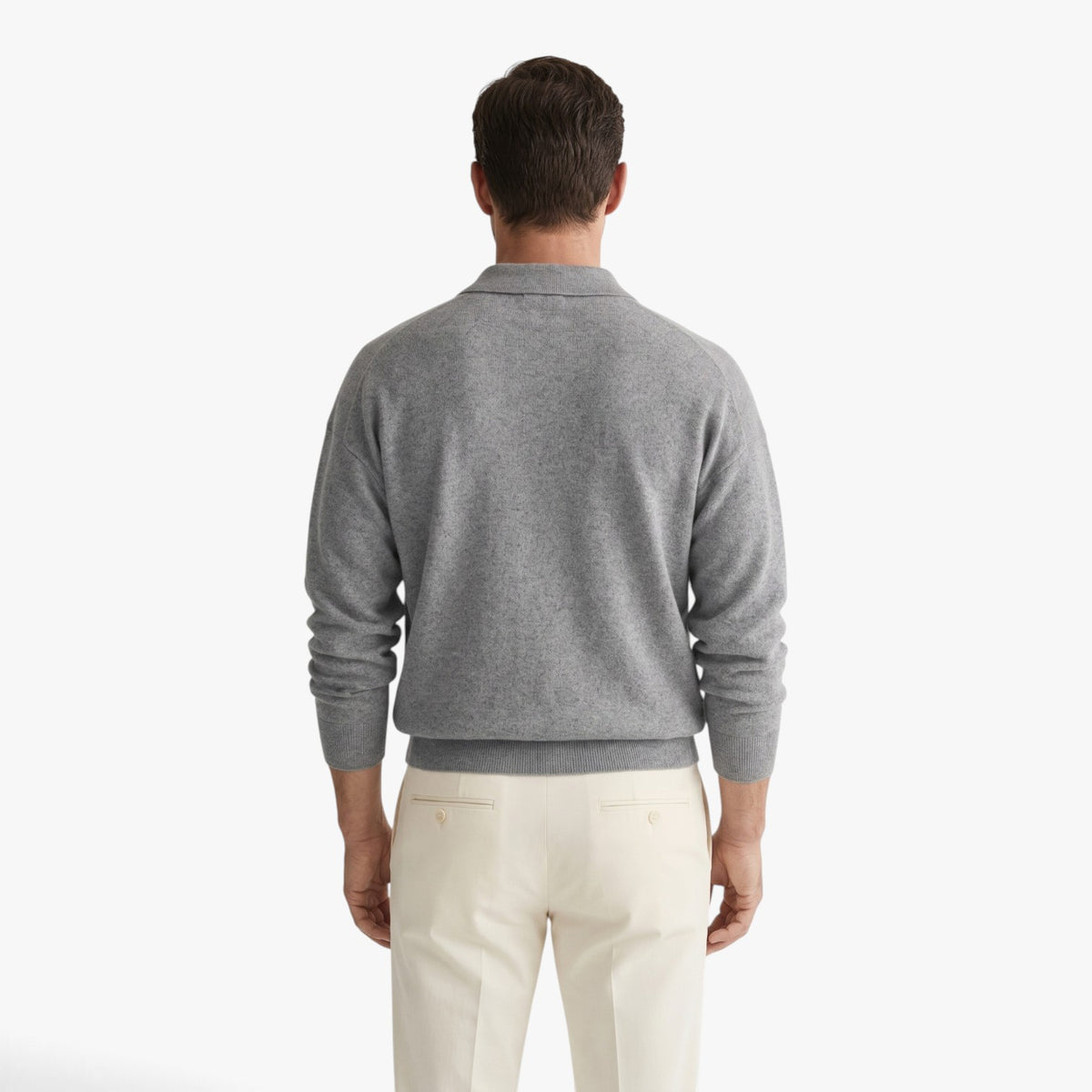Old Fortune | Męski sweter polo z długim rękawem i klasycznym kołnierzykiem