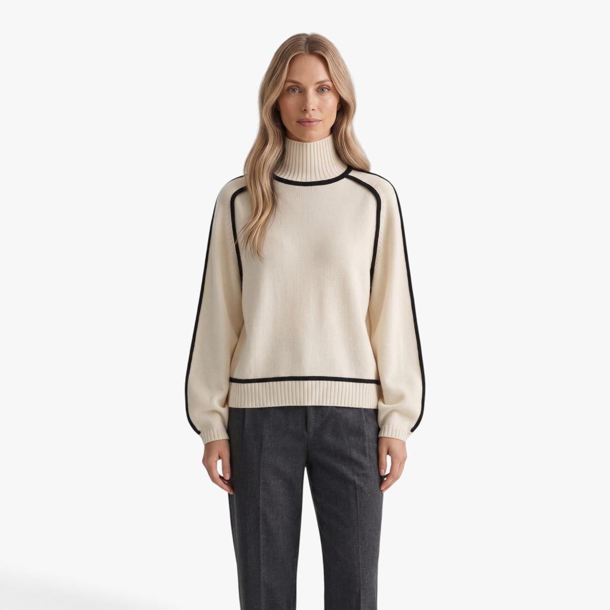 Old Fortune | Women's turtleneck sweater with contrasting trim