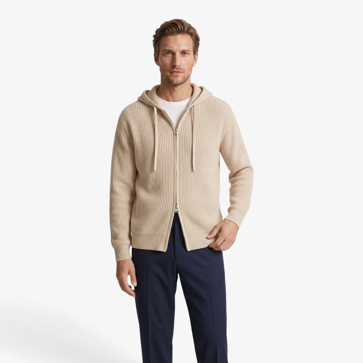 Old Fortune | Herren-Cardigan mit Kapuze und Reißverschluss