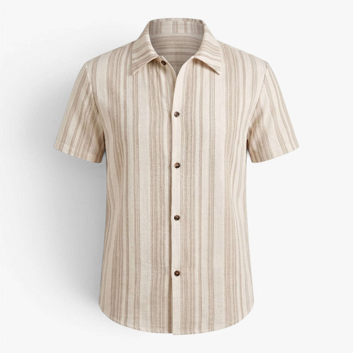 Old Fortune | Herenoverhemd met korte mouwen en subtiel verticale print
