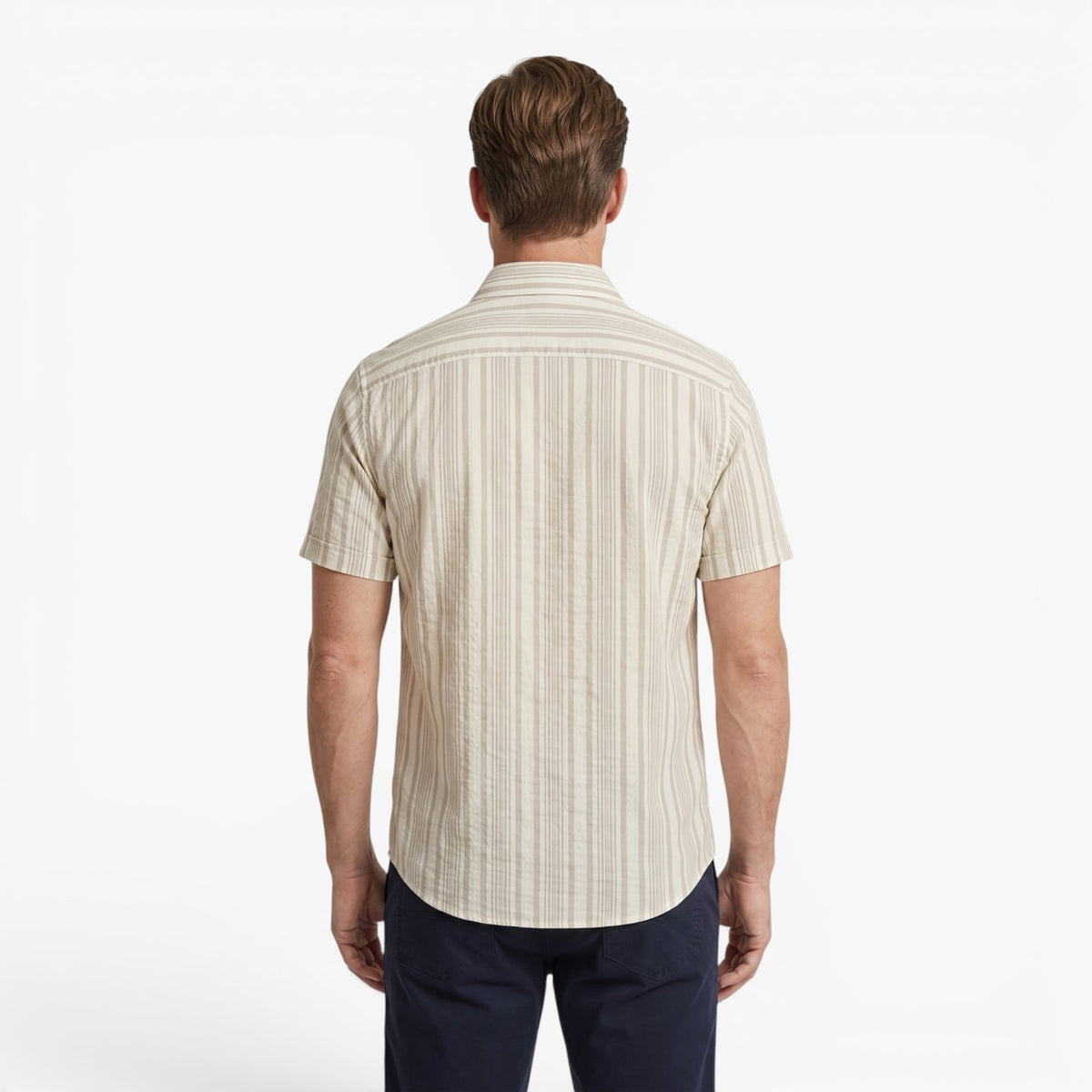 Old Fortune | Herenoverhemd met korte mouwen en subtiel verticale print