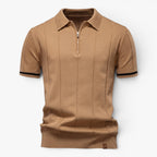 Old Fortune | Herren Poloshirt aus Strick mit Reißverschluss und gerippter Struktur