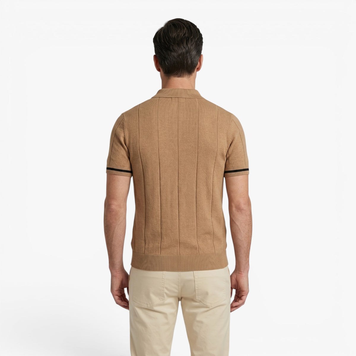 Old Fortune | Heren Polo Tricot Shirt met Rits en Geribbelde Structuur
