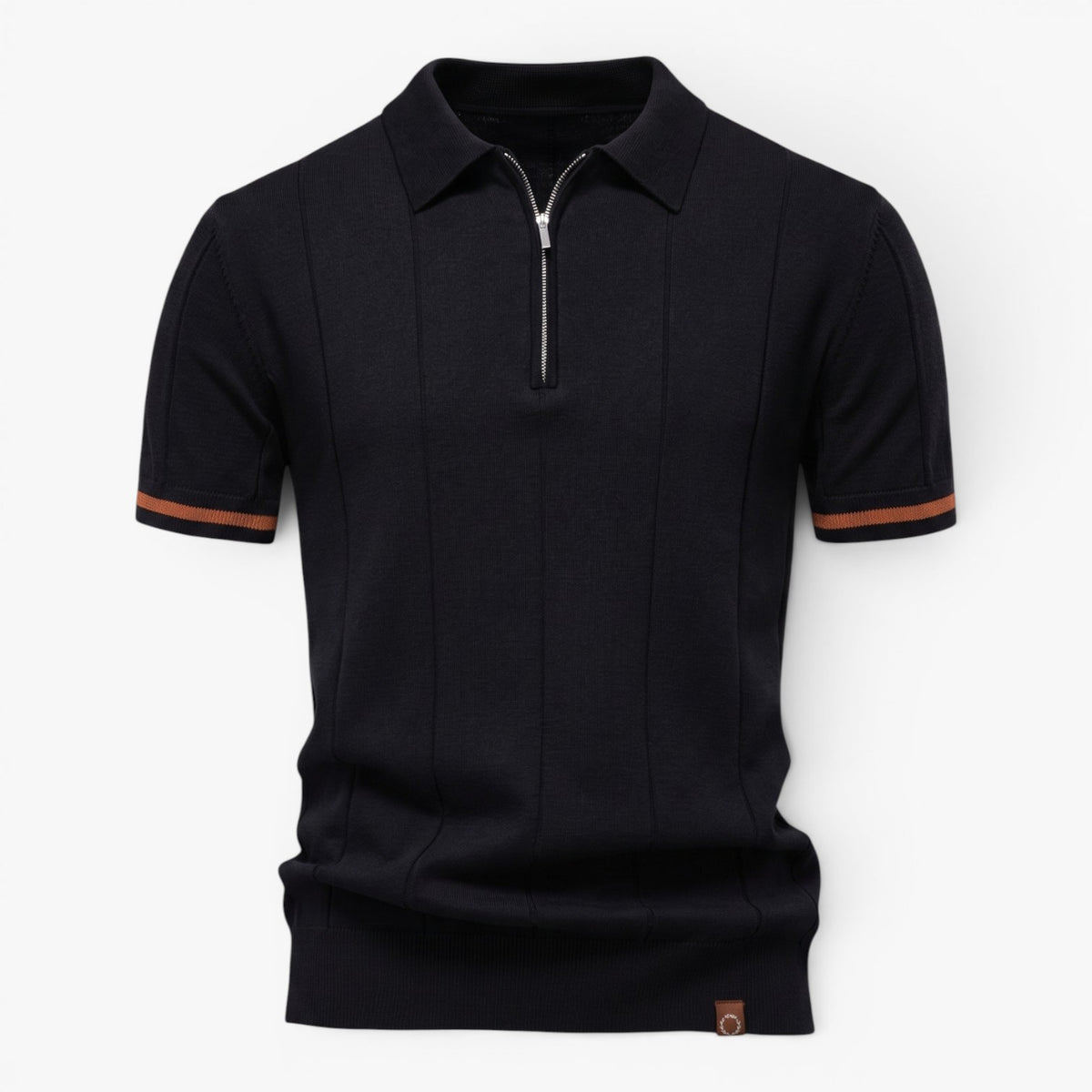 Old Fortune | Heren Polo Tricot Shirt met Rits en Geribbelde Structuur