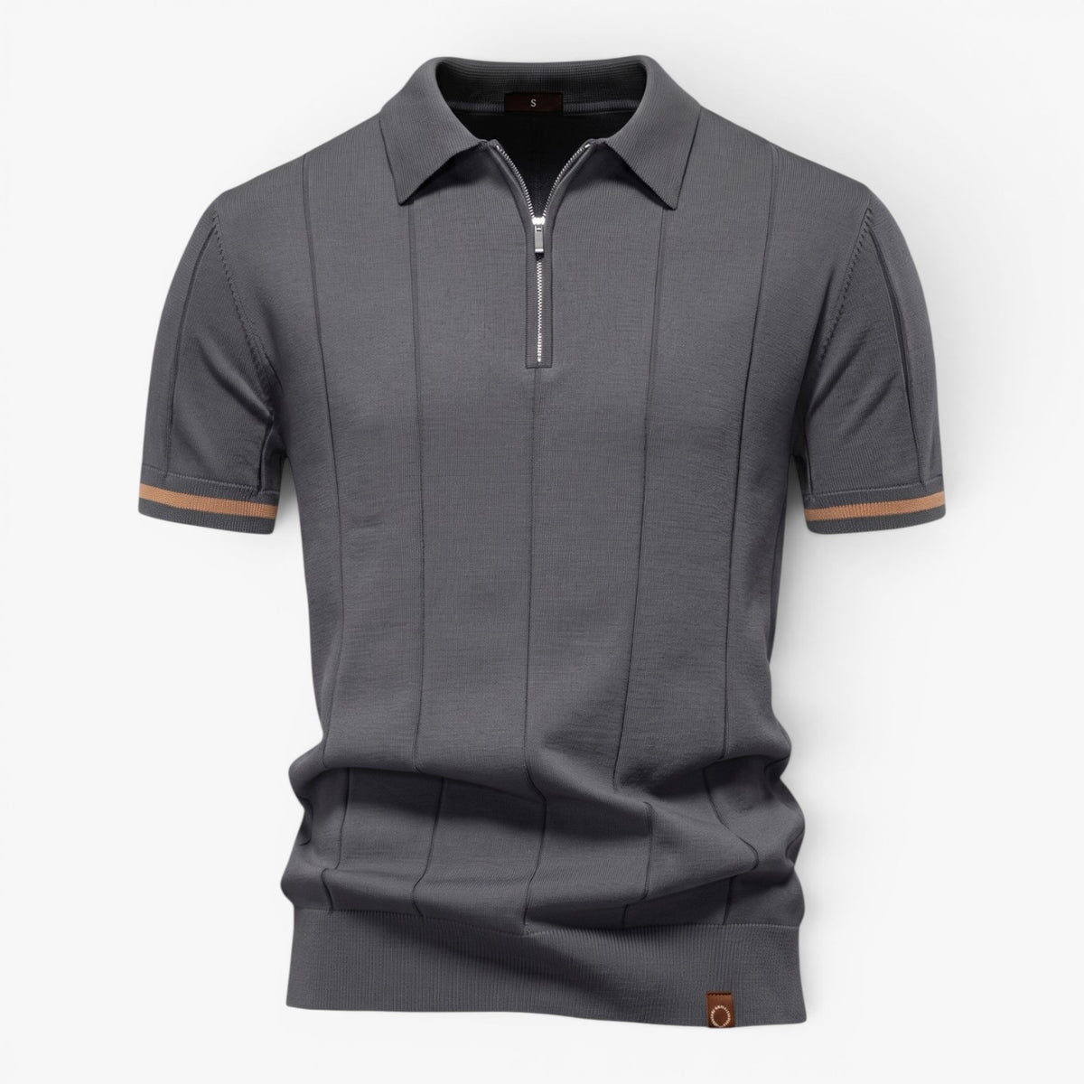 Old Fortune | Heren Polo Tricot Shirt met Rits en Geribbelde Structuur
