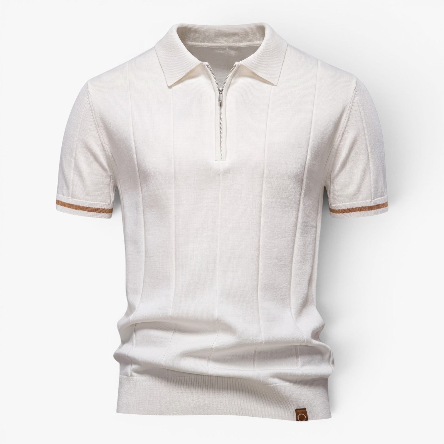Old Fortune | Heren Polo Tricot Shirt met Rits en Geribbelde Structuur