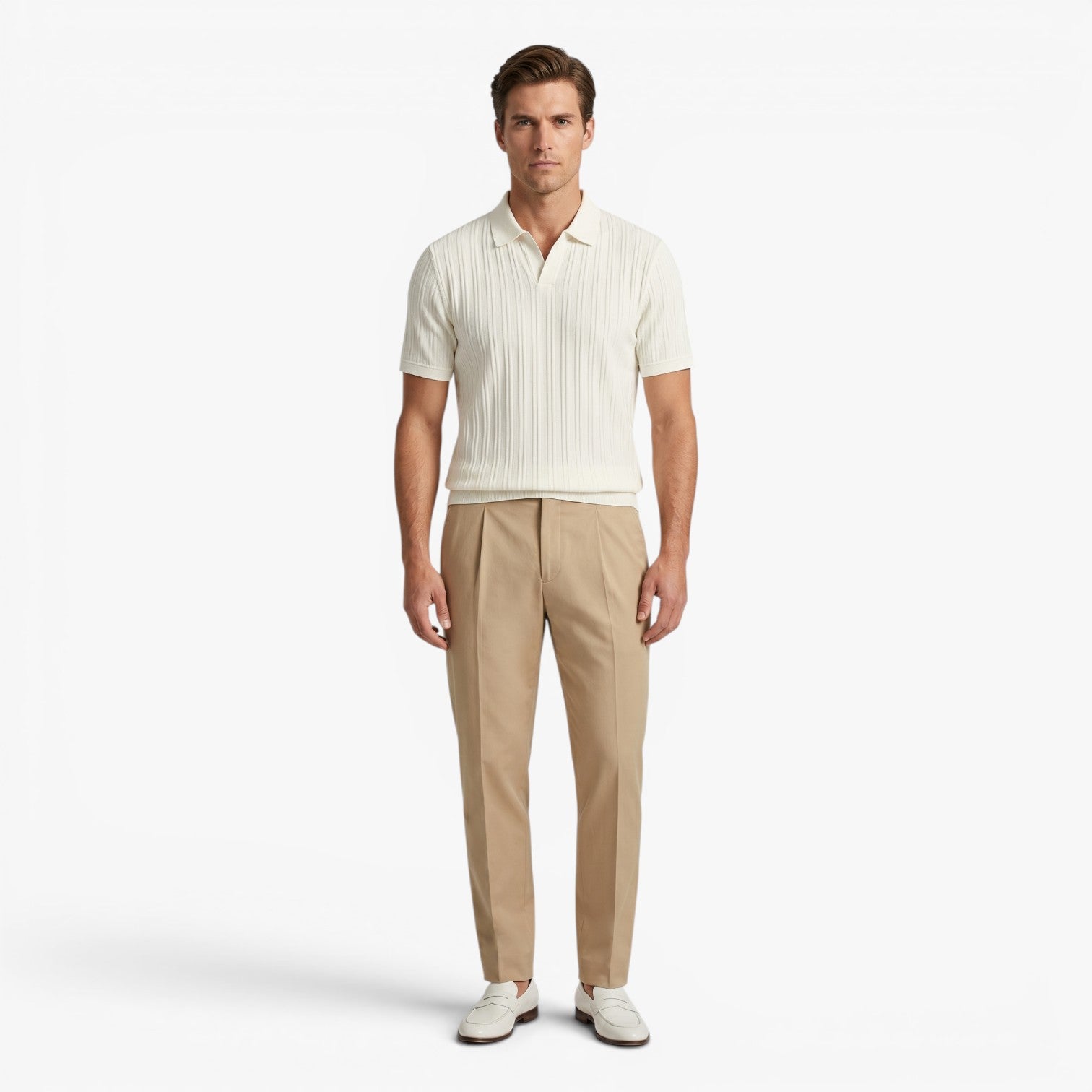 Old Fortune | Men's Polo Shirt with Vertical Texture