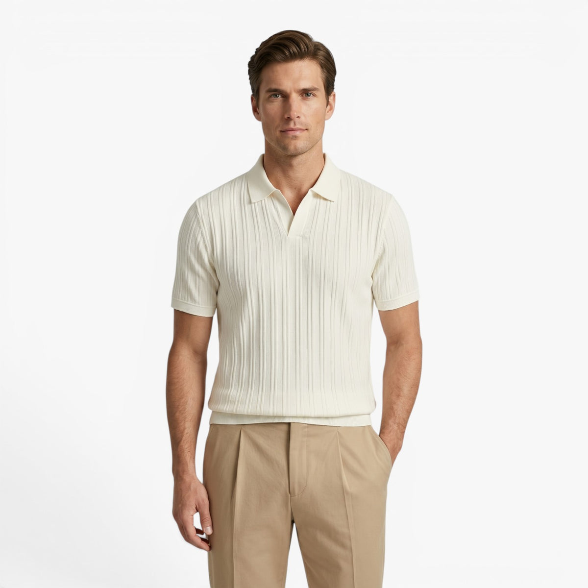 Old Fortune | Men's Polo Shirt with Vertical Texture