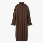 Old Fortune | maxi-jurk met col en decoratieve breipatronen