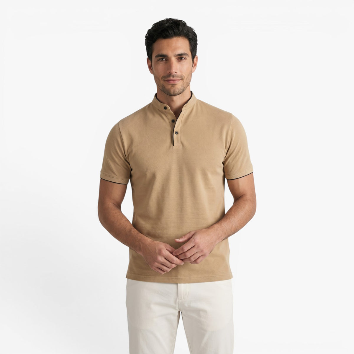 Old Fortune | Heren Polo met Opstaande Kraag en Minimalistische Sluiting