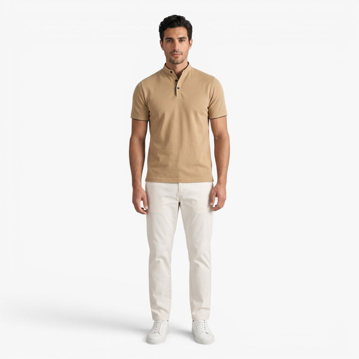 Old Fortune | Heren Polo met Opstaande Kraag en Minimalistische Sluiting