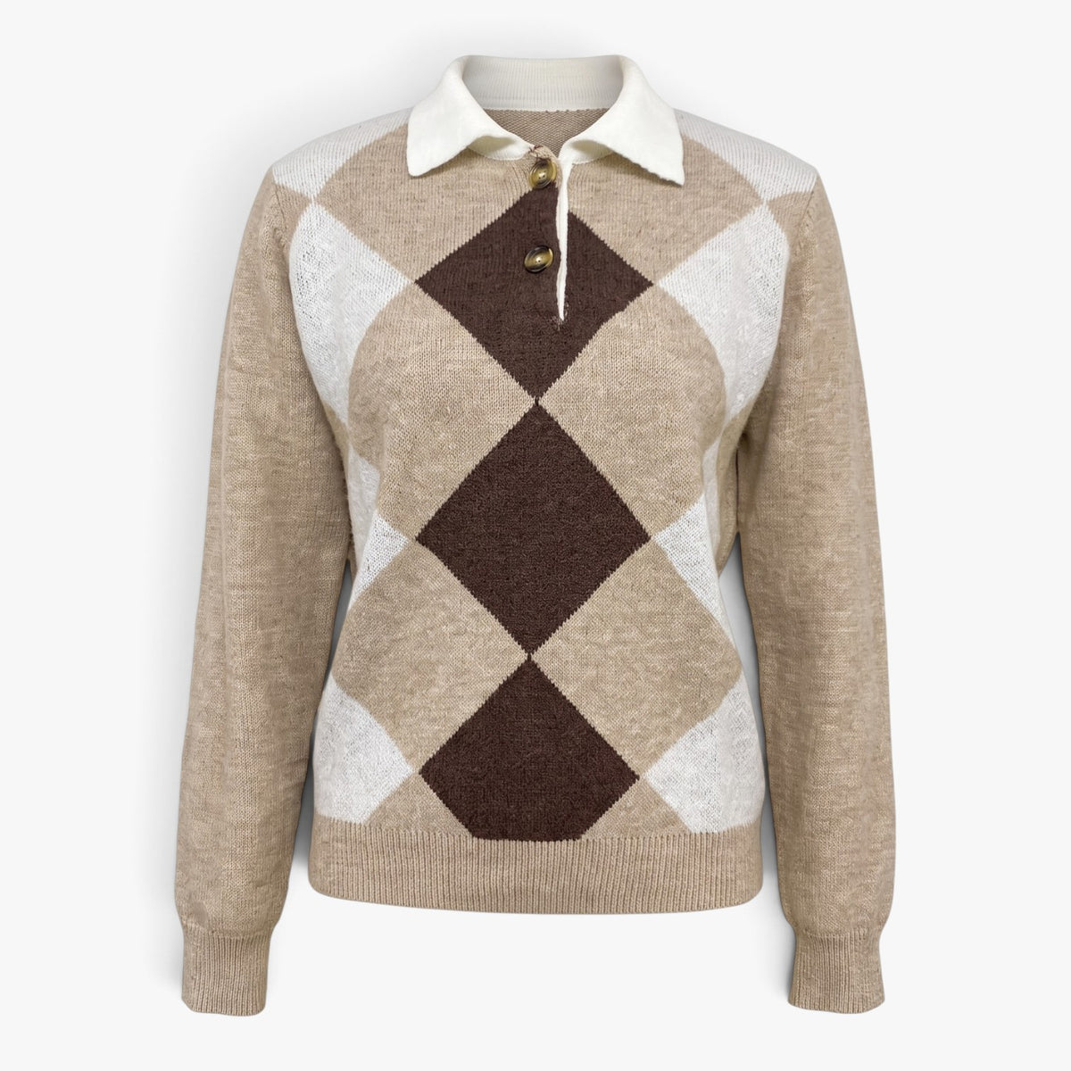 Old Fortune | Women's Argyle Polo Sweater