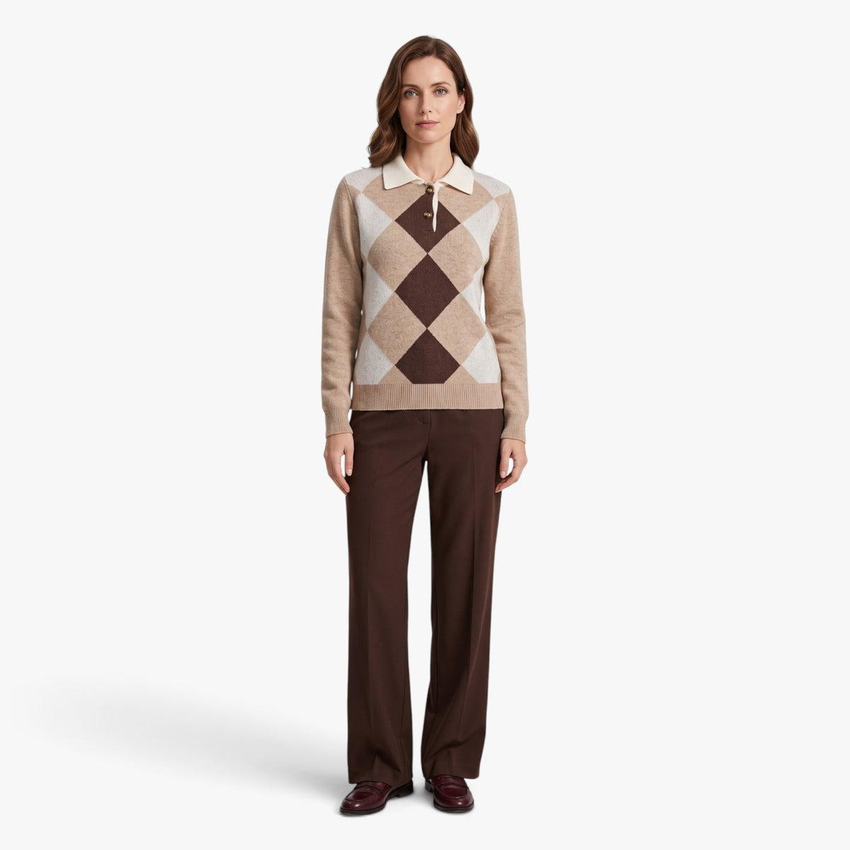 Old Fortune | Women's Argyle Polo Sweater
