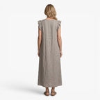 Old Fortune | Long Dress with Ruffles at the Neckline and Loose Fit