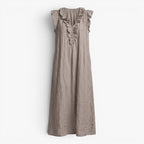 Old Fortune | Long Dress with Ruffles at the Neckline and Loose Fit