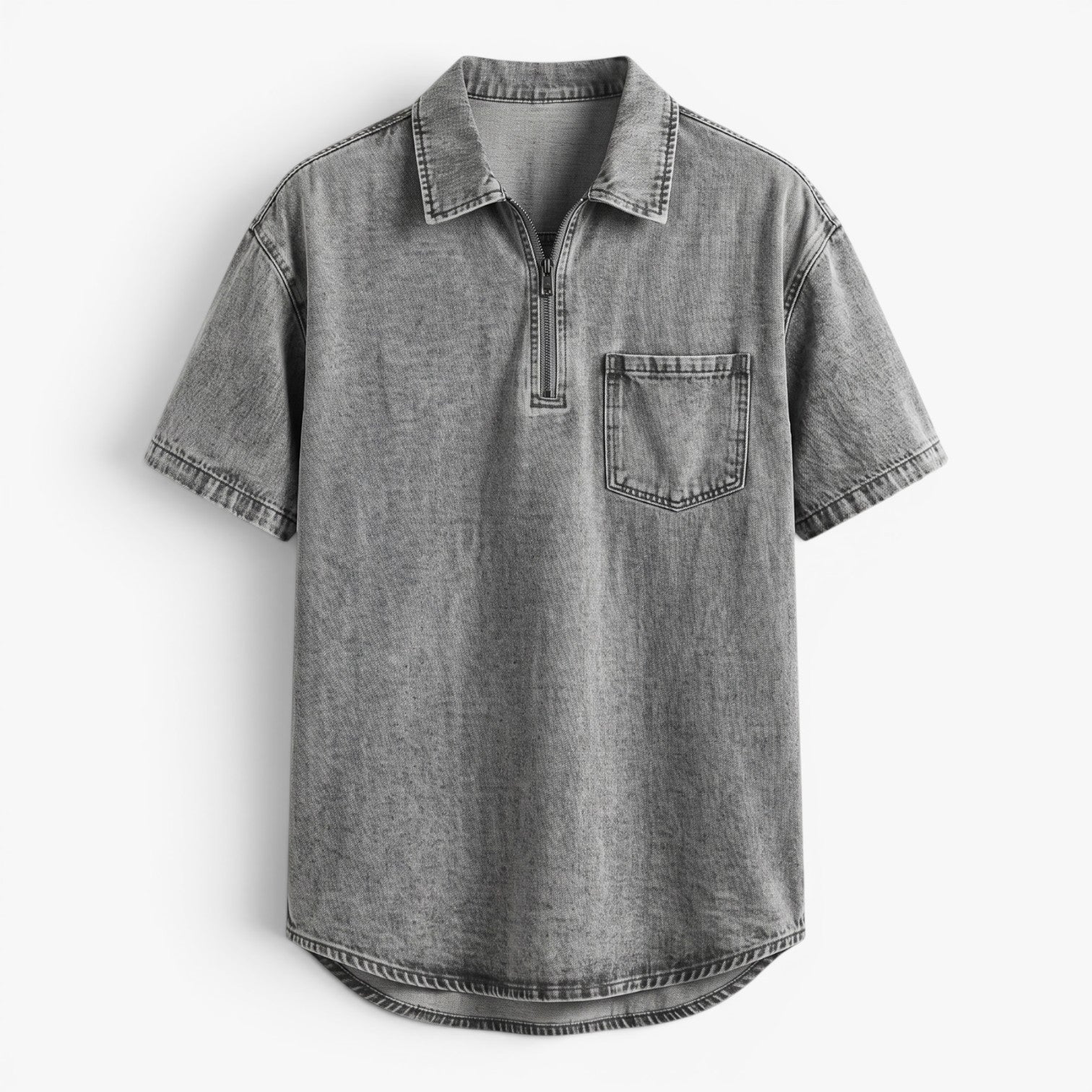 Old Fortune | Heren T-shirt met Rits en Borstzak