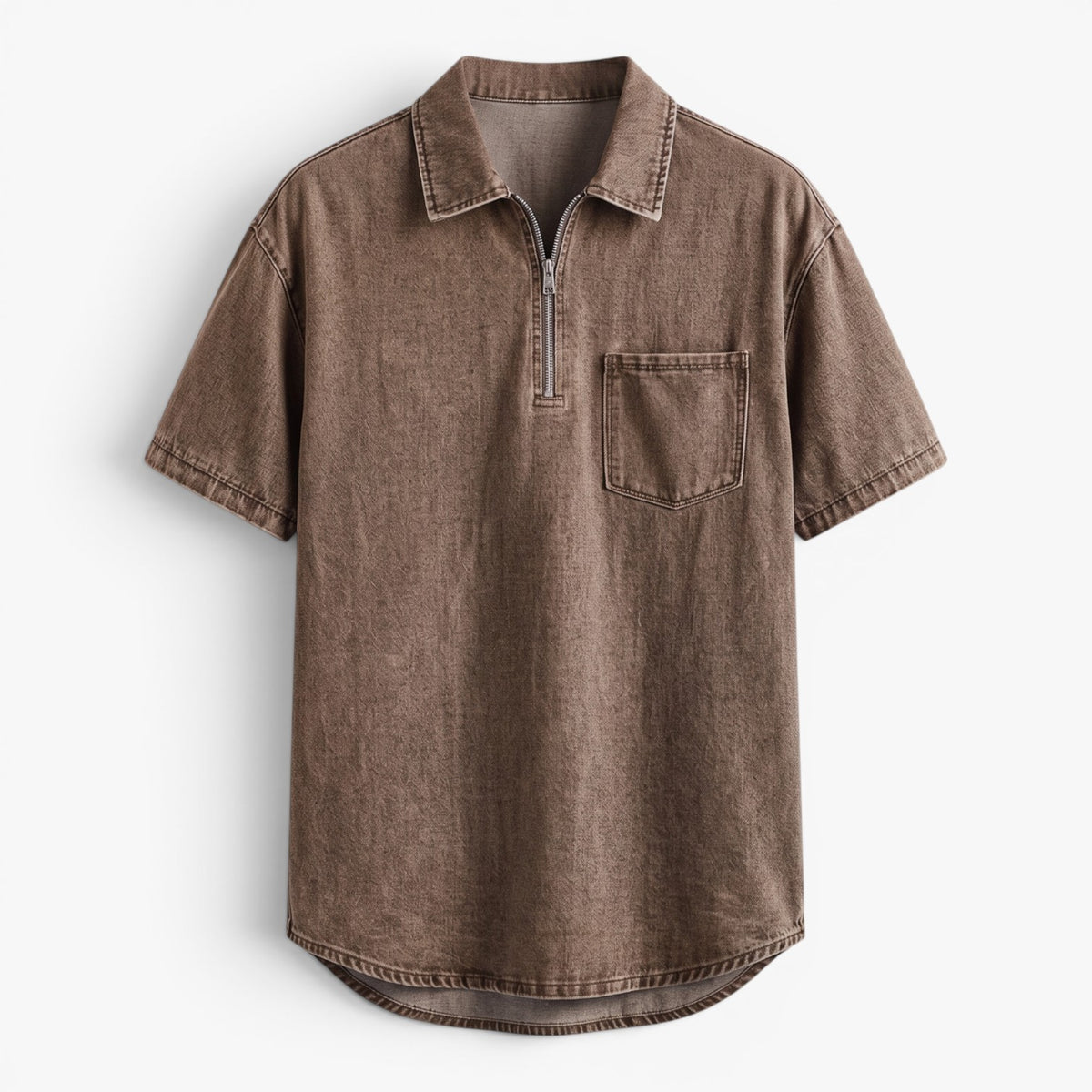 Old Fortune | Heren T-shirt met Rits en Borstzak