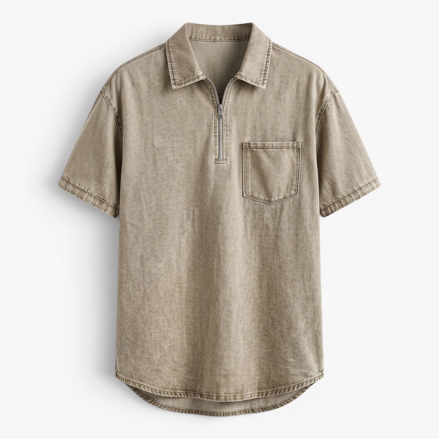 Old Fortune | Heren T-shirt met Rits en Borstzak
