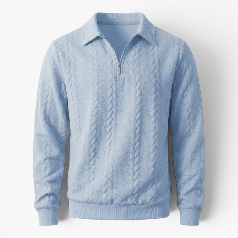 Old Fortune | Herren Pullover mit Reißverschluss und Zopfmuster