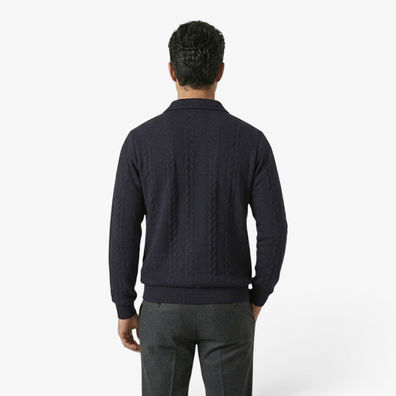 Old Fortune | Herren Pullover mit Reißverschluss und Zopfmuster