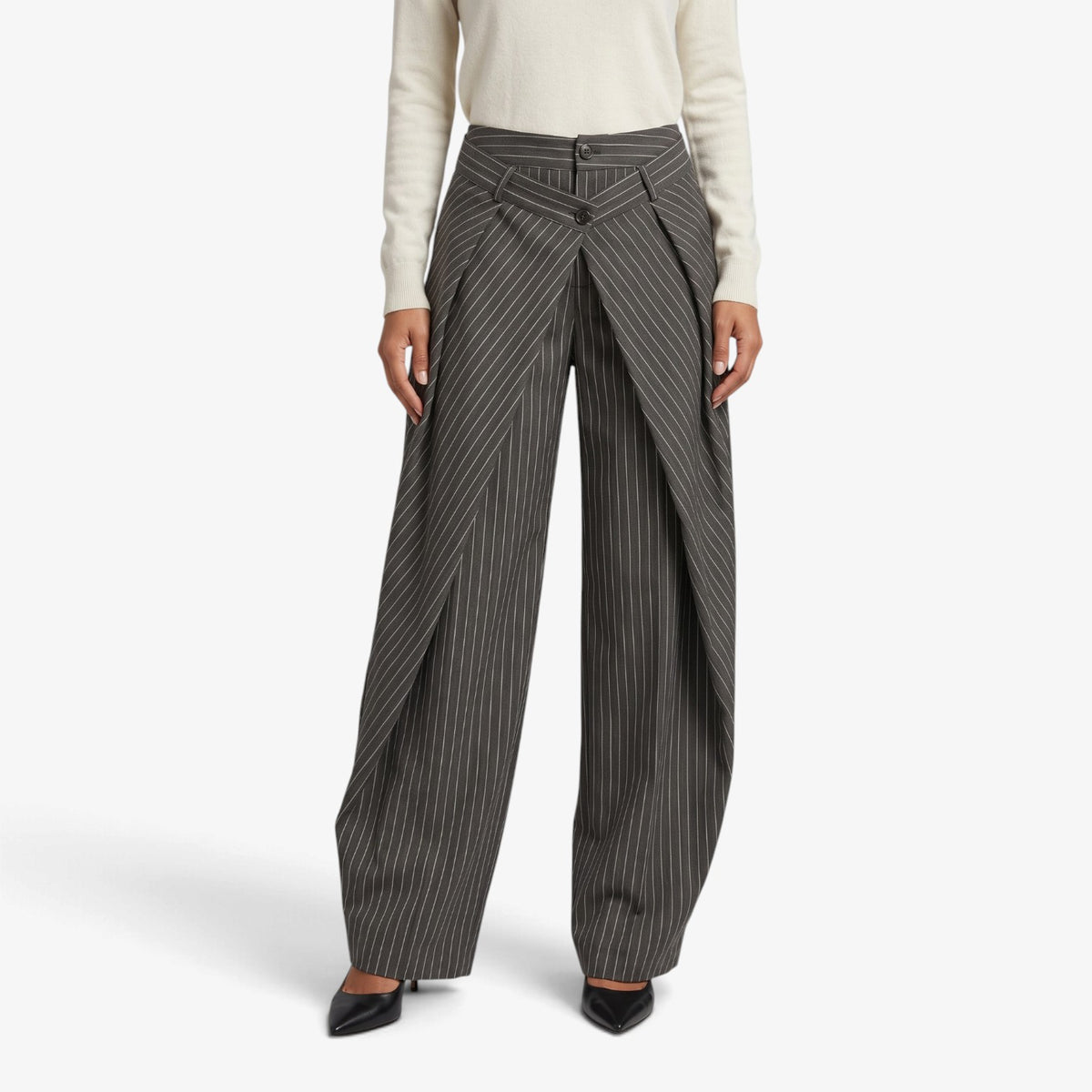Old Fortune | Damen-Mehrlagenhose aus Rippstrick mit weitem Bein