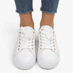 Old Fortune | Damskie Pikowane Sneakersy Casual z Metalicznym Akcentem