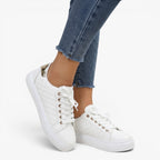 Old Fortune | Damskie Pikowane Sneakersy Casual z Metalicznym Akcentem