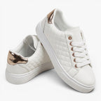 Old Fortune | Damskie Pikowane Sneakersy Casual z Metalicznym Akcentem