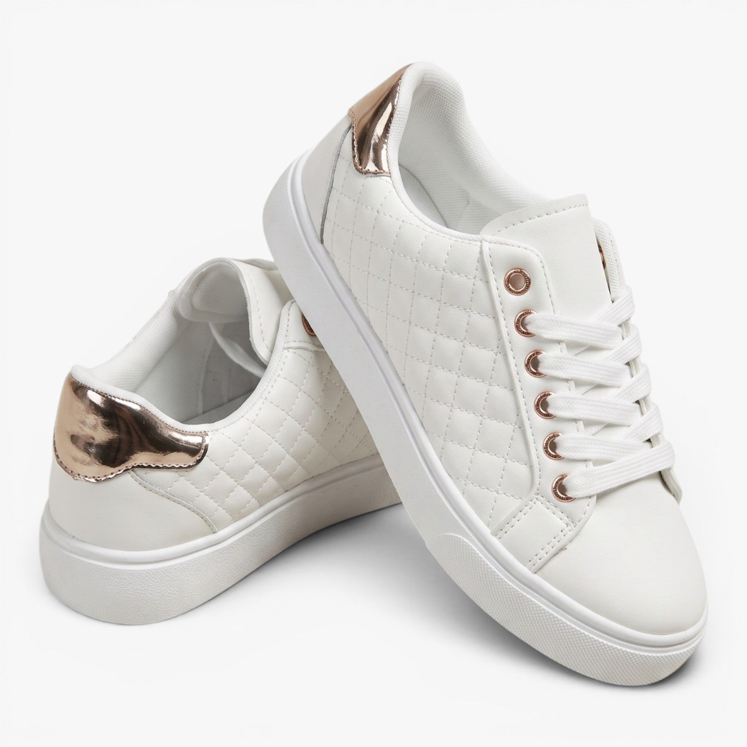 Old Fortune | Damskie Pikowane Sneakersy Casual z Metalicznym Akcentem