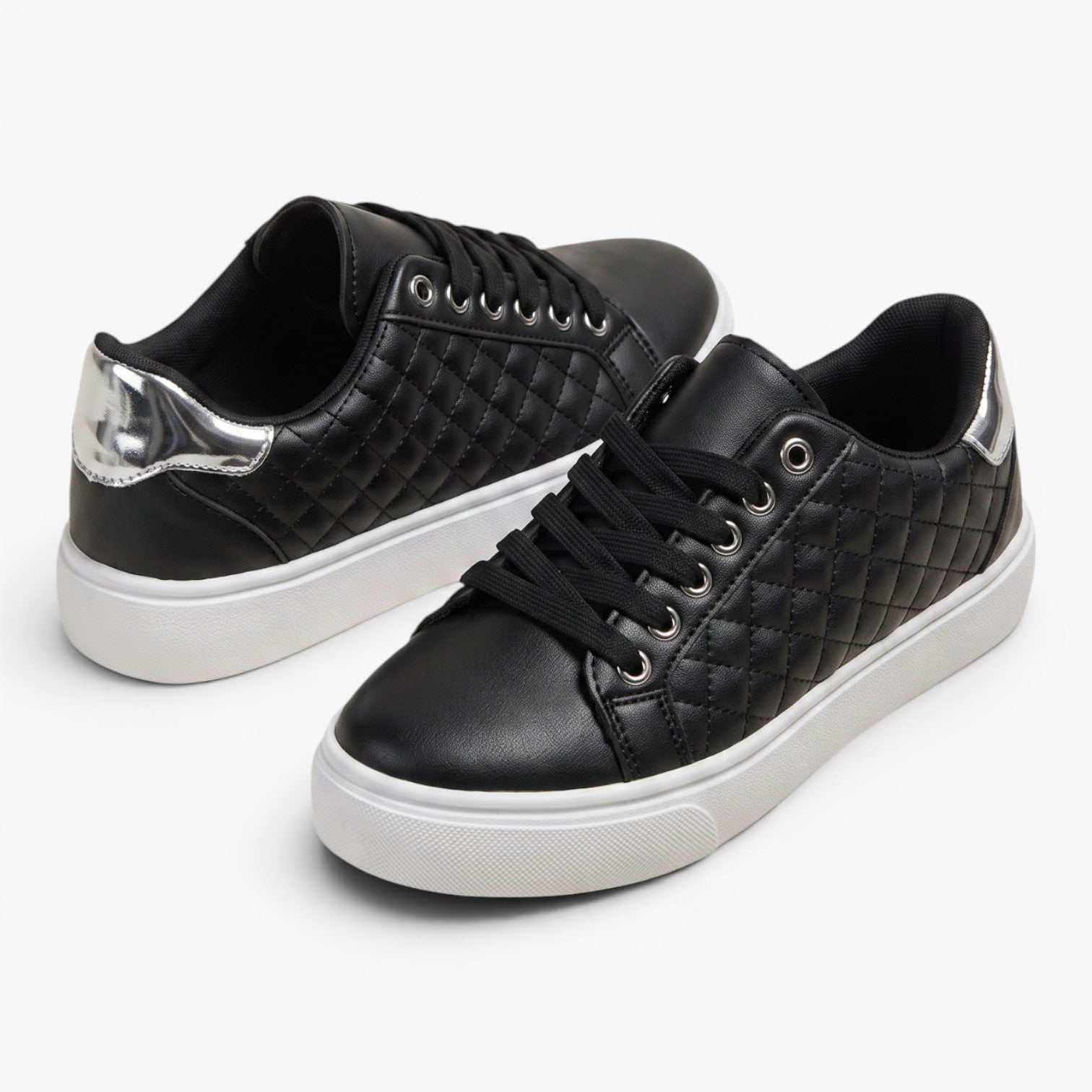 Old Fortune | Damskie Pikowane Sneakersy Casual z Metalicznym Akcentem