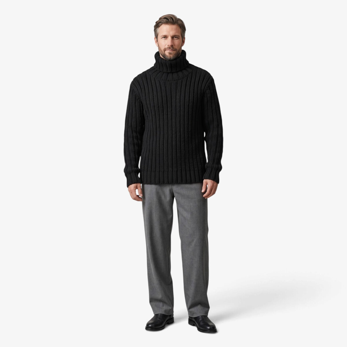 Old Fortune | Herrenpullover mit Rollkragen und grobem Strickmuster