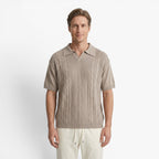 Old Fortune | Heren Gebreid Polo Shirt met Vlechtpatroon