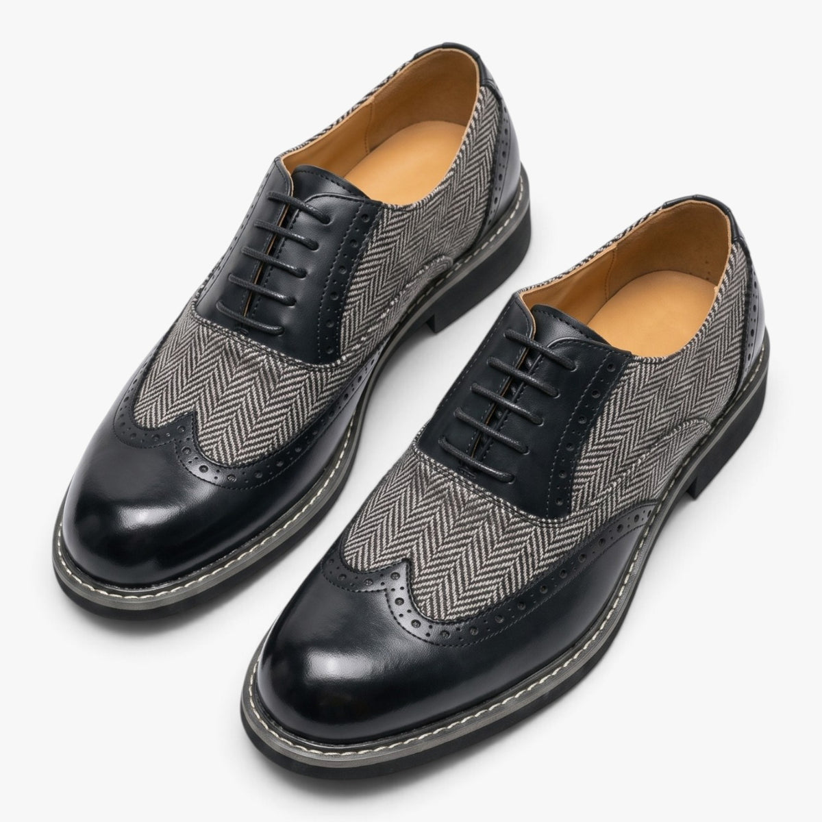 Old Fortune | Męskie półbuty Oxford brogue ze sznurowaniem