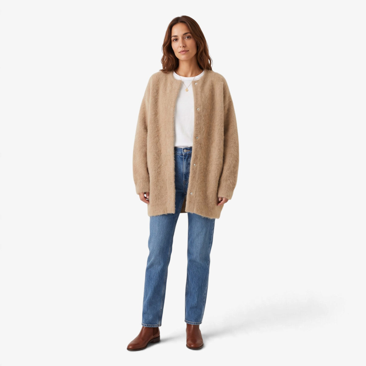 Old Fortune | Damesvest met een verlengde snit en drukknoopsluiting