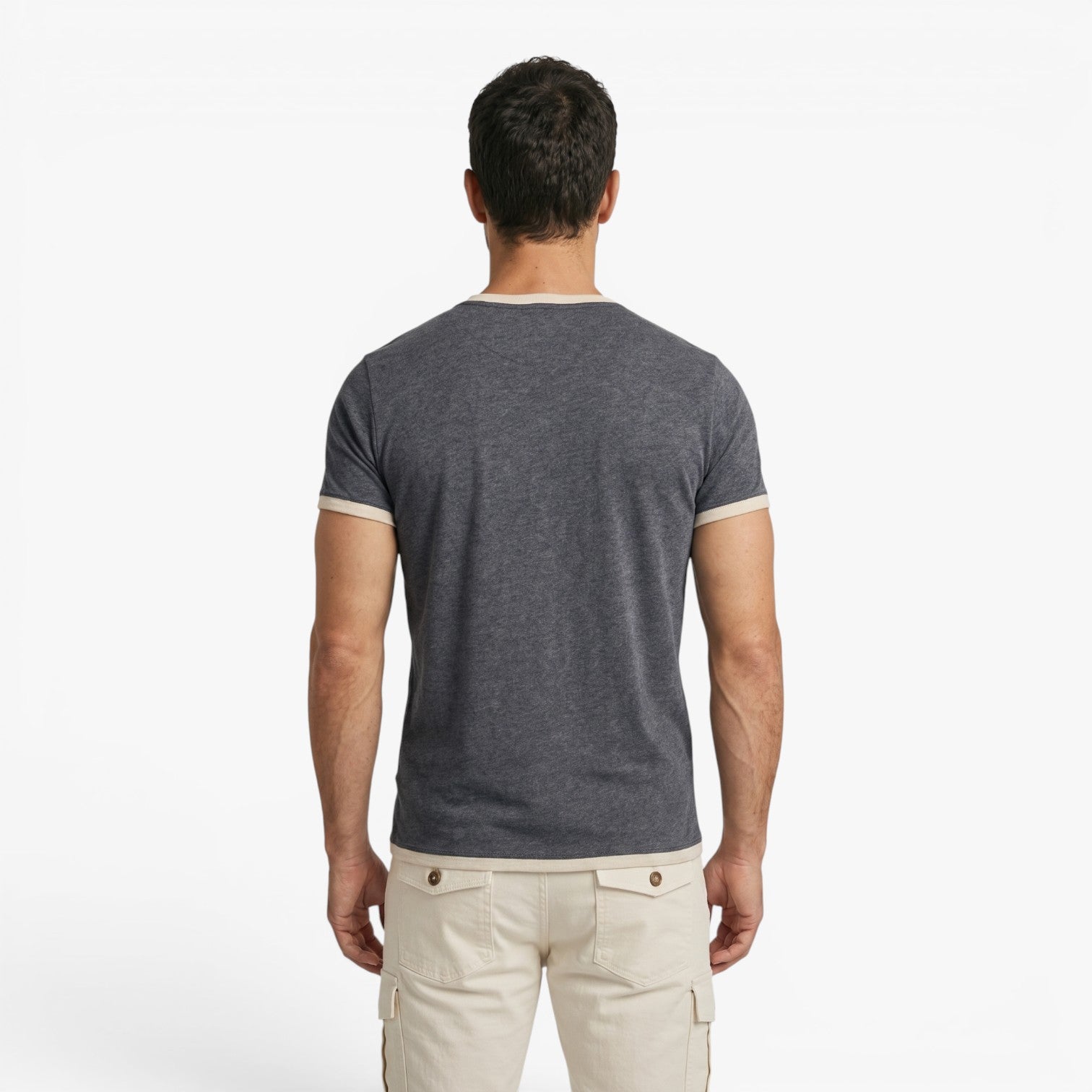 Old Fortune | Heren T-shirt met Contrasterende Plissé en Knopen