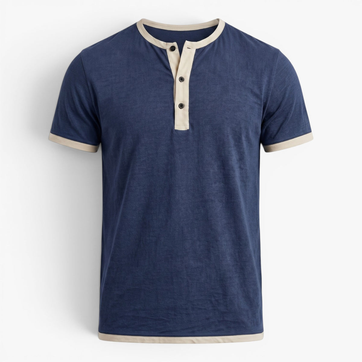 Old Fortune | Heren T-shirt met Contrasterende Plissé en Knopen