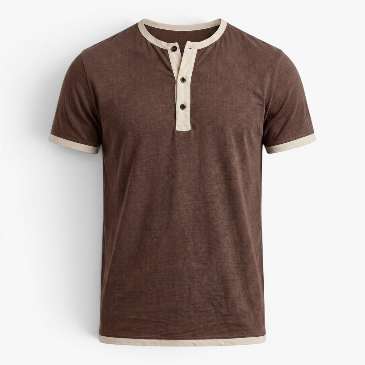 Old Fortune | Heren T-shirt met Contrasterende Plissé en Knopen