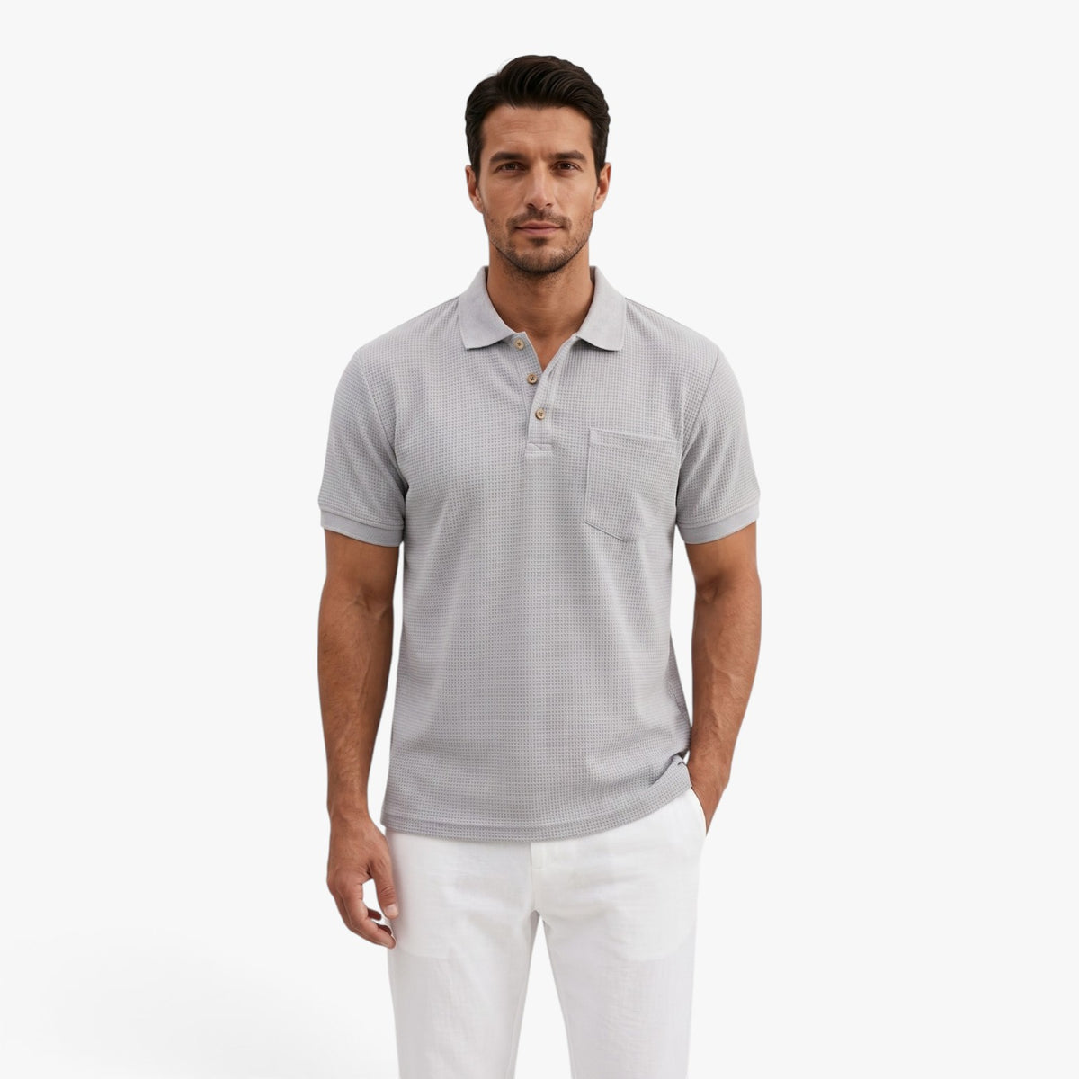Old Fortune | Men’s Waffle Polo Shirt with Pocket